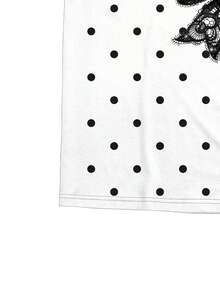 EMERY ROSE Polka Dot Bow Decor Round Neck Short Sleeve Fashionable Plus Size T-Shirt - Multicolor - View 3