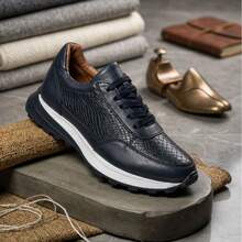 Tenis Elegantes de Piel para Hombre | Casual Premium, Cómodos y Versátiles - azul - Ver 1