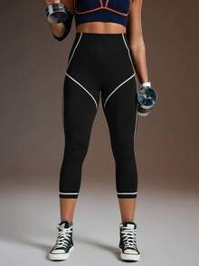 Powerista Leggings deportivos de mujer de 7/8 de largo - Blanco y Negro - Ver 7