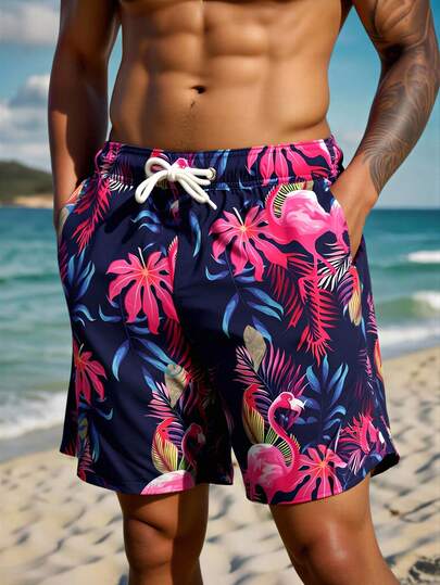 Horizaway Short Black Animal Print Beach Shorts For Men With Bright Flamingo Pattern And Pockets Men Flamingo Swim Shorts Pink Swim Trunks Tropical Swim Trunks Men Men Floral Swim Trunks Pink Flamingo Swim Trunks Mens Flamingo Shorts Pink Men Swim Trunk Pink Flamingo Swim Shorts Pink Men Swim Trunks Men Flamingo Swim Trunks