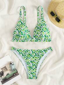 Swim Mod Bộ đồ bơi 2 mảnh nữ Xuân/Hè 2026, thời trang tươi mát, ngọt ngào, màu xanh lá cây nhạt với họa tiết hoa nhí, thích hợp cho chụp ảnh spa, nghỉ dưỡng hoặc đi biển. - Nhiều màu - Xem 2