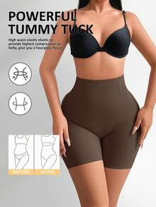 SHEIN Women's Shapewear Bottoms, Tummy Control Briefs - Brown - View 3