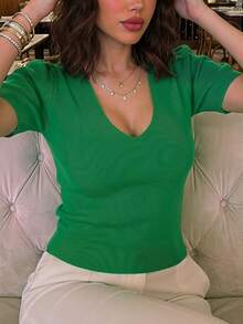 CROP TOP DE CUELLO V - verde - Ver 1