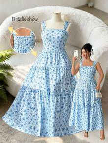 Elenzga Robe imprimée sans manches avec ceinture pour femmes grandes tailles, élégante et polyvalente pour les vacances et les occasions décontractées. Convient pour les mariages, les robes de printemps/été, les concerts et autres événements. Polyvalente et adaptée pour les trajets quotidiens, les festivals de musique, les vacances et autres occasions. - Multicolore - Voir 1
