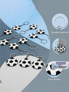 SHEIN 20pcs Football Shaped Keychain Decoration Set Valentine's Day, Valentine's Day Wedding, Birthday, Wedding Supplies, Keychain - Multicolor - View 1
