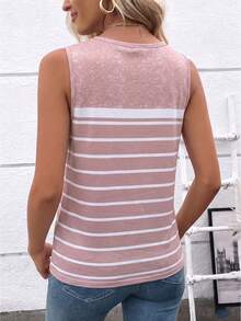 EMERY ROSE Camiseta de tirantes de mujer con cuello redondo de nueva moda con estampado de rayas - Multicolor - Ver 2