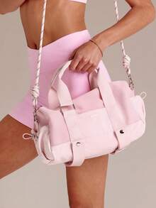 Easy Commute Water-Resistant Shoulder Strap Bag With Clippable Nano Pouch Daily Casual - Pink - View 7
