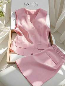 GlowEve CURVE Plus Size Women Solid Color Vest & Shorts Set - Dusty Pink - View 4
