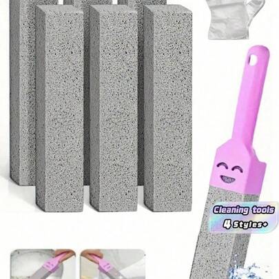 17件套浮石马桶刷套装（带手柄） - 浴室清洁石，用于去除马桶、瓷砖、水槽和浴缸上的水垢、锈渍和污垢。浴室清洁工具，配有符合人体工程学的手柄和浮石。浴室和马桶清洁刷。