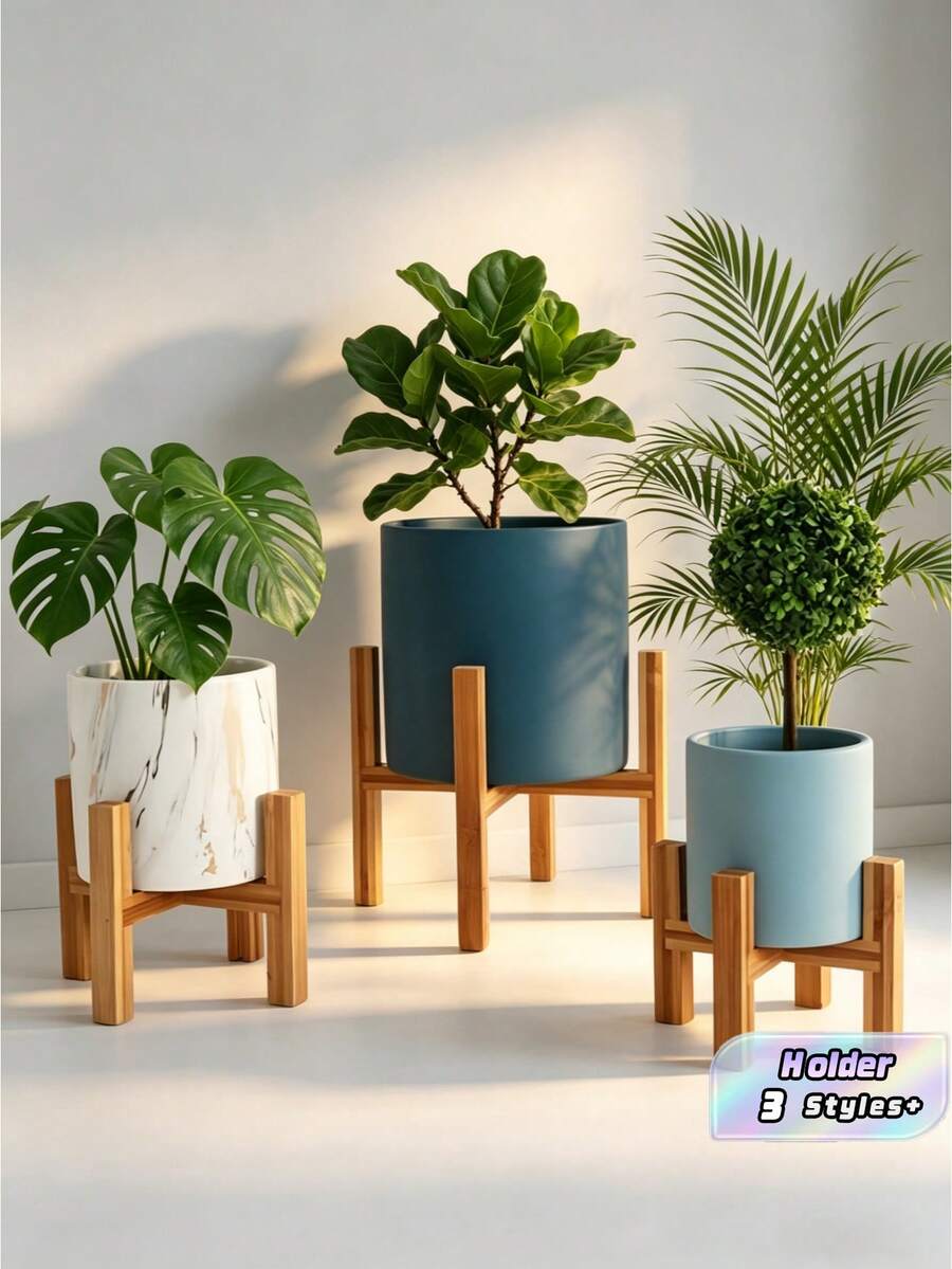 1 chiếc giá đỡ chậu hoa bằng gỗ tre, kệ trưng bày cây cảnh cho phòng khách, bệ cửa sổ, bàn làm việc, trang trí nhà cửa, ý tưởng quà tặng Giáng sinh, vật dụng cần thiết. - Giá hoa - Xem 1