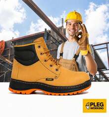 Genuine Leather Pleg Working Boot With Steel Helmet - miel - View 3