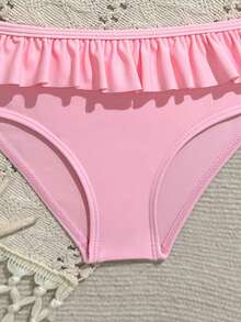 Young Girl Beach Holiday Color-Block Ruffled Multiple Layer Bikini Set Summer Holiday - Multicolor - View 3