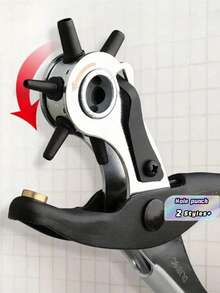 Easy-Use Round Hole Punch Pliers, Household Belt/Bag/Leather Puncher, Dual-Lever Structure, CrV Professional-Grade Punch Head, Adjustable 6 Hole Sizes, Anti-Rust Design, Suitable For Leather, Cardboard, Cards And More Materials - Multicolor - View 4
