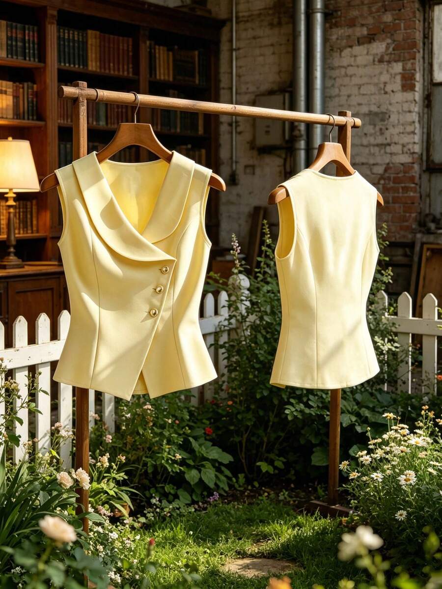 SHEIN Franclia Áo tank top và áo hai dây dành cho nữ - Kem - Xem 1