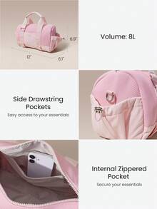 Easy Commute Water-Resistant Shoulder Strap Bag With Clippable Nano Pouch Daily Casual - Pink - View 5