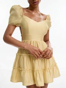 Women Short Dresses - Yellow - View 5
