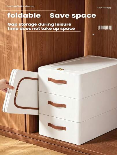 Linen Shoe Boxes, Display And Storage Boxes, Cotton And Linen Drawer-Style Shoe Boxes, Shoe Racks, Shoe Cabinets, Can Be Placed Independently, Suitable For Office And Home Display And Storage, Transparent Black Shoe Boxes.