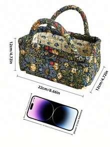 Cirelle Small Floral Print Fabric Storage Bag – Quilted Basket For Scarves, Cosmetics & Travel Toiletries, Compact Organizer For Short Trips & Daily Use, Charming Gift Idea - Multicolor - View 4