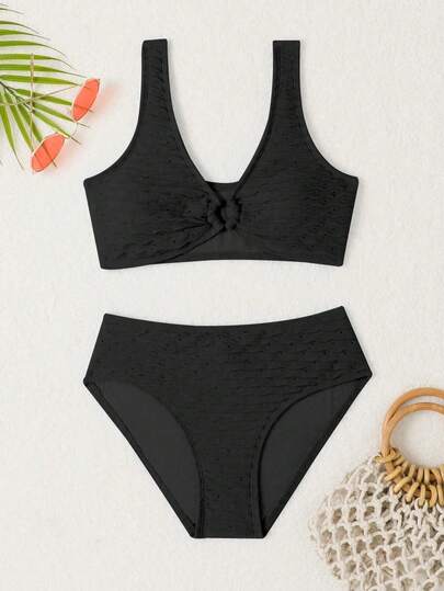 Sparklyn Teen Girl Ring Linked Bikini Set Summer Beach Summer Holiday