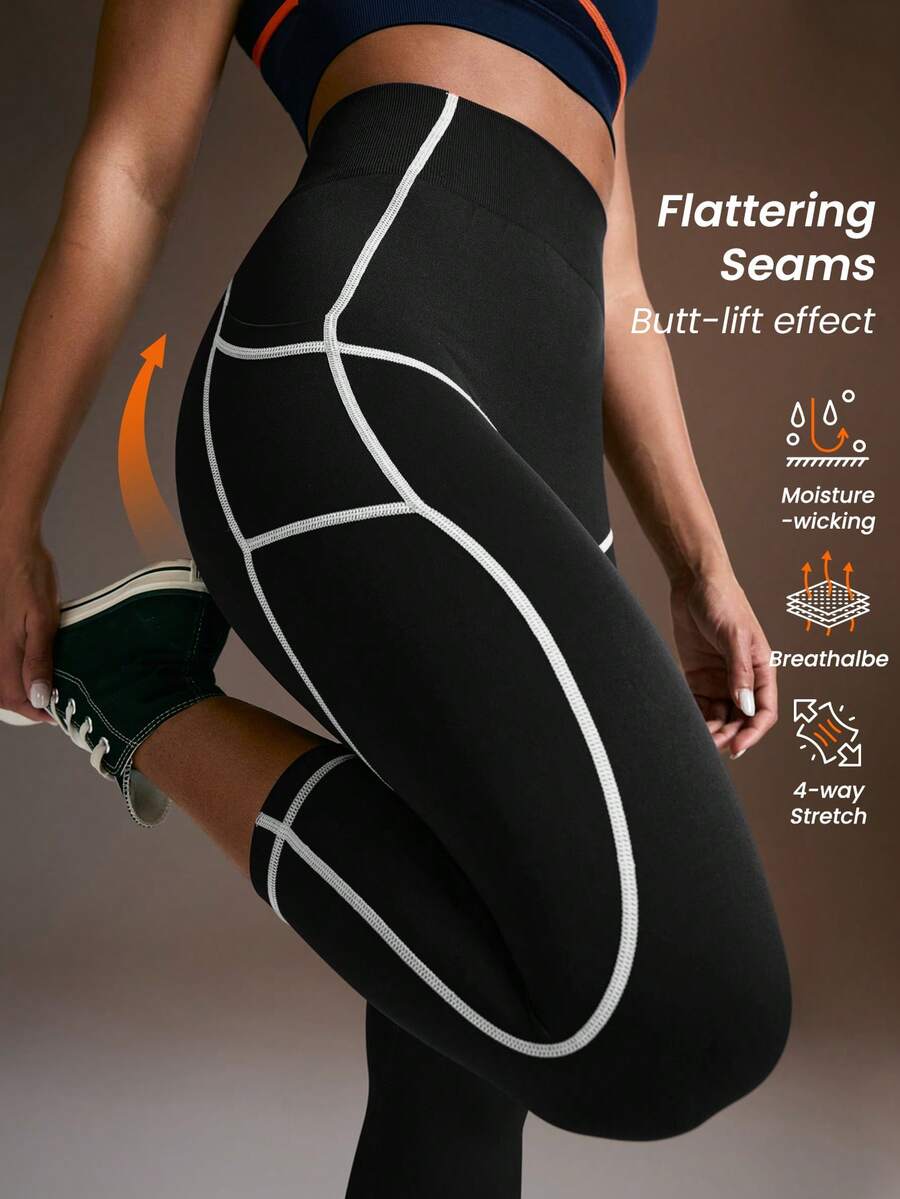 Powerista Leggings deportivos de mujer de 7/8 de largo - Blanco y Negro - Ver 1