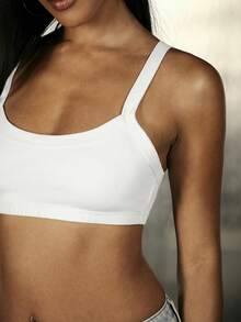 Denimoi Top corto esencial de uso diario, top corto de tirantes, moda de capas, ropa de calle sexy - Blanco - Ver 5