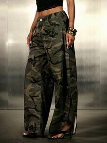 Denimoi Quần jeans ống loe rằn ri, quần jeans thời trang, quần jeans xẻ ống, quần jeans dáng thùng, thời trang đường phố, quần jeans dự tiệc concert - xanh quân đội - Xem 1