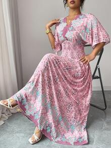 SHEIN Lacomfia 素雅碎花长款休闲连衣裙 - 粉色 - 查看 2