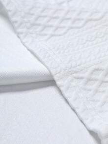 Manfinity Joysei Men's Knitted Jacquard White And Red Textured Classic Ribbed Collar 2-Button Polo Shirt Golf Summer Casual - White - View 5