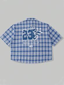 STEELVANCE Men's Casual College Style Denim Short Sleeve Shirt - Baby Blue - View 5