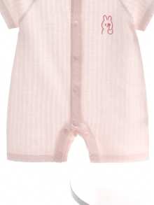 SHEIN Baby Girls' Romper,Soft 100% Cotton Short Sleeve Sportswear For Toddler,Pink Rabbit Print,Easter,0-1 Year,Baby Pink,Summer,Cute,Family Matching - Pink - View 5