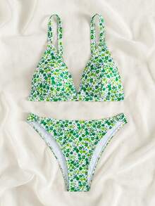 Swim Mod Bộ đồ bơi 2 mảnh nữ Xuân/Hè 2026, thời trang tươi mát, ngọt ngào, màu xanh lá cây nhạt với họa tiết hoa nhí, thích hợp cho chụp ảnh spa, nghỉ dưỡng hoặc đi biển. - Nhiều màu - Xem 7