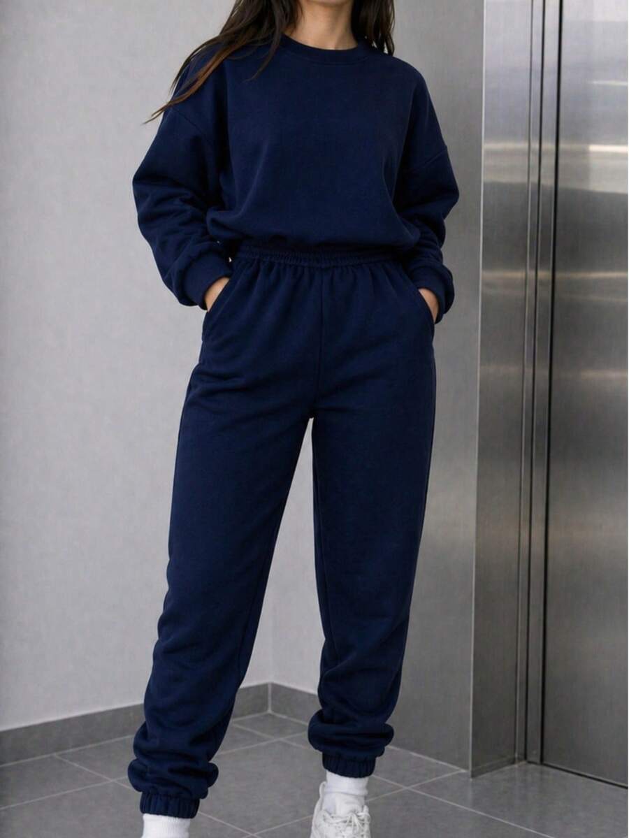 Women Two-Piece Outfits - Navy Blue - View 1