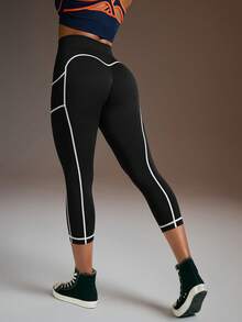 Powerista Leggings deportivos de mujer de 7/8 de largo - Blanco y Negro - Ver 2