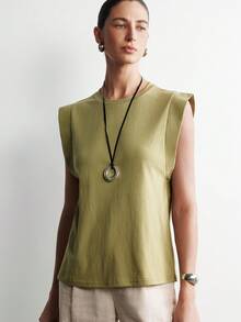 Aalyst Áo thun nữ dáng rộng thoải mái, tay cánh dơi, cổ tròn, 100% cotton, thích hợp mặc hàng ngày, lễ Phục Sinh, Ngày của Mẹ, dự tiệc, đám cưới, đi biển, phong cách Boho, công sở. - xanh quân đội - Xem 7