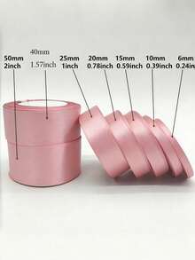 1pc 22m/72ft Silk Ribbon For DIY Crafts, Wedding Decor, Flower Arrangements, Cake Box Decorating, Car Decoration, Pink Woven Ribbon, Widths 0.6cm/1cm/1.5cm/2cm/2.5cm/4cm/5cm - Pink - View 7