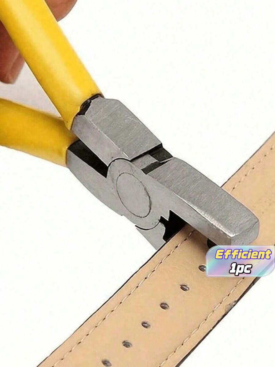 1pc 2mm Universal Handheld Watch Band Pliers, Belt Hole Punch Tool, Hole Punch Eyelet Tool, Tag Punching Machine, Strap Hole Puncher Back To School - Yellow - View 1