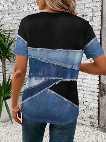 EMERY ROSE Women's Casual Graphic Tees Cowboy Pattern Women  Round Neck Short Sleeve Loose T-Shirt - Multicolor - View 2