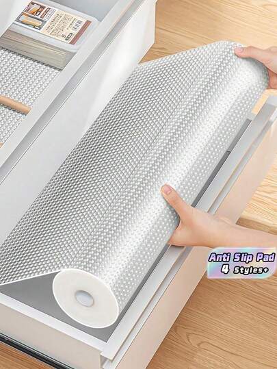 1 Roll Non-Slip Waterproof Drawer Mat - Multi-Purpose EVA Material, Suitable For Kitchen, Bathroom, Desk, Refrigerator, Etc. It Is Washable, Oil-Resistant, Stain-Resistant, Has No Edge Binding, Is Easy To Cut, A Good Helper For Kitchen Organization, With A Simple Design And Smooth Surface.