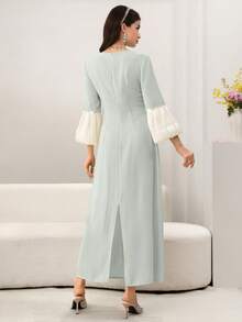 Yasmyna Đầm dạ hội thanh lịch, cổ vuông, tay phồng, xẻ tà, đính cườm và đá quý. - Nhiều màu - Xem 3