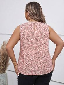 SHEIN Clasi Plus Size Women Floral Print Ruched Casual Versatile Daily Wear Shirt - Pink - View 2