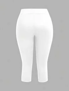 SHEIN EZwear Phong cách tối giản thường ngày, dễ phối đồ, điểm nhấn là chiếc nơ xinh xắn, phù hợp cho bãi biển, kỳ nghỉ, trang phục mùa hè cho nữ, 2 chiếc quần legging lửng ôm sát màu đen và xám cho nữ mùa hè - Nhiều màu - Xem 6