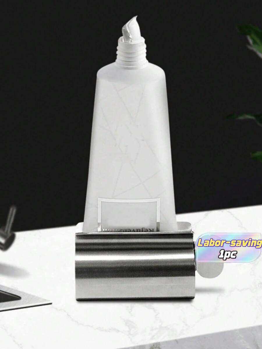 1 Pc Stainless Steel Toothpaste Squeezer, Metal Toothpaste Tube Squeezer, Toothpaste Seat Holder Sta Home Bathroom Decor Summer - silver - View 1