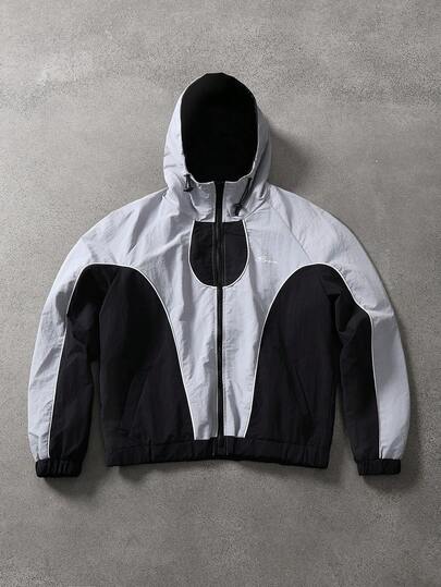 STYNVO Chaqueta con capucha con cremallera y contraste de color para hombre