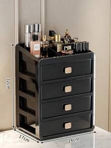 Caja de almacenamiento de maquillaje de varios tamaños, organizador de cosméticos tipo cajón negro, estuche para productos de belleza de gran capacidad para la colección de cuidado de la piel y maquillaje - Multicolor - Ver 12
