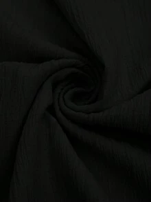 SHEIN Clasi 女士优雅V领上衣和阔腿裤树叶印花两件套 - 黑色 - 查看 7