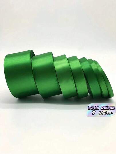 25 yardas/Rollo de cinta de satén de seda verde para hacer lazos hechos a mano, artesanía, decoración de boda y Navidad, manualidades DIY, tarjetas, envoltura de regalos, empaque de joyería