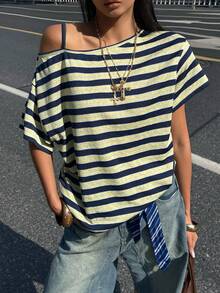 SHEIN Coolane 女士秋季街头风外出Y2K骷髅图案万圣节服装宽松黑色T恤 - 彩色 - 查看 1