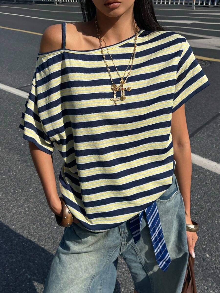 SHEIN Coolane 女士秋季街头风外出Y2K骷髅图案万圣节服装宽松黑色T恤 - 彩色 - 查看 1