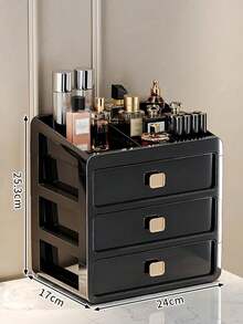 Caja de almacenamiento de maquillaje de varios tamaños, organizador de cosméticos tipo cajón negro, estuche para productos de belleza de gran capacidad para la colección de cuidado de la piel y maquillaje - Multicolor - Ver 13