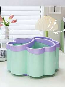 New Thickened Rotating Desktop Organizer With 360° Rotation Function - 4 Large Storage Compartments, Suitable For Office Supplies, Makeup Brushes And School Necessities, Available In 3 Color Options, Space-Saving Design, Ideal For Home, Office And Study, Desktop Accessory, Stationery Holder, Fun Design, Smooth Surface - Multicolor - View 8